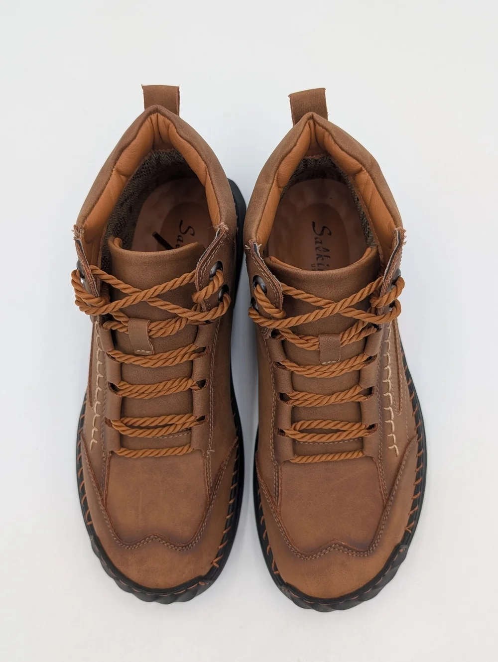 Salkin Genuine Leather High-Top Boots Sz Men 9|Women 10.5 Rope-Lace Comfort Sole